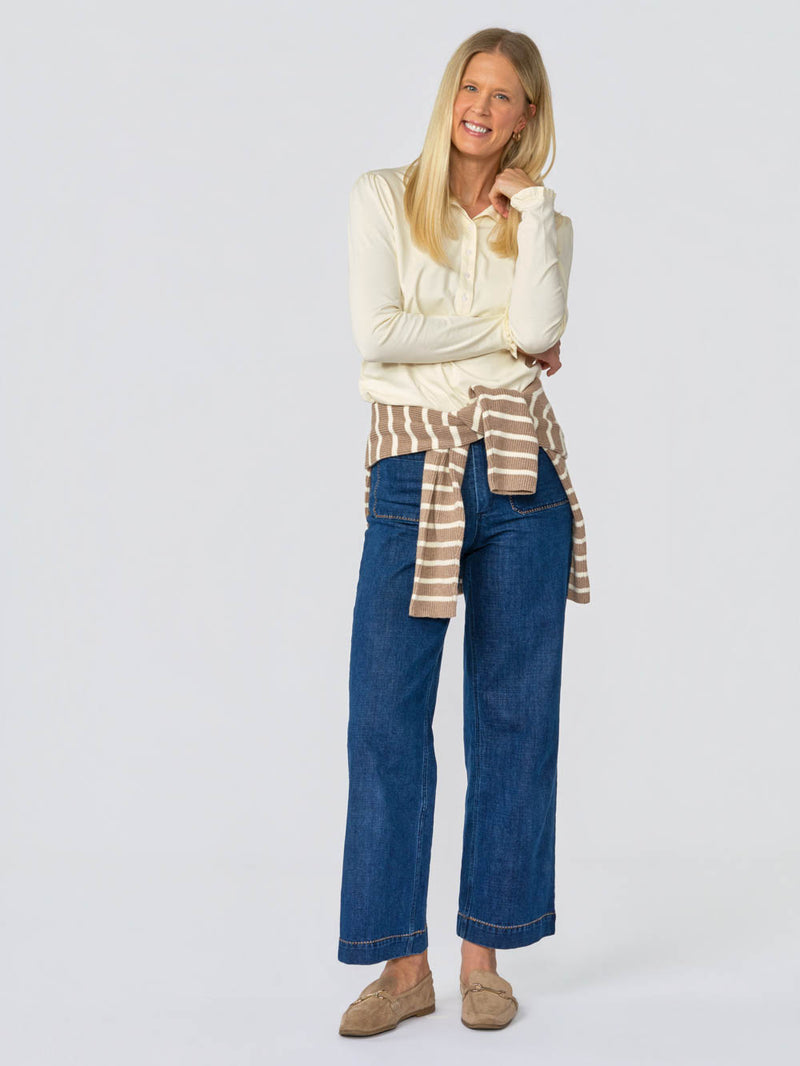 Hallie Ruffle Henley for tall women in Cream, photo 4