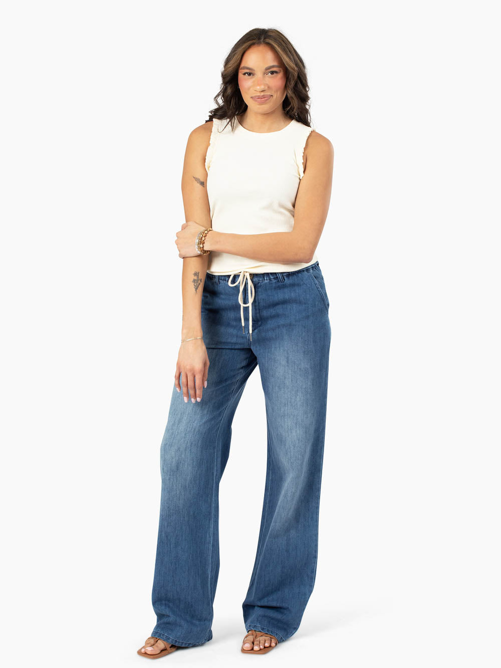 Lennon Drawstring Wide Leg Jeans for Tall Women | Medium Wash