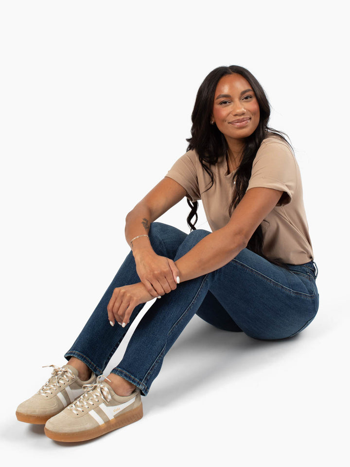 Brooklyn Tall Cuffed Straight Leg Jean - Dark Wash