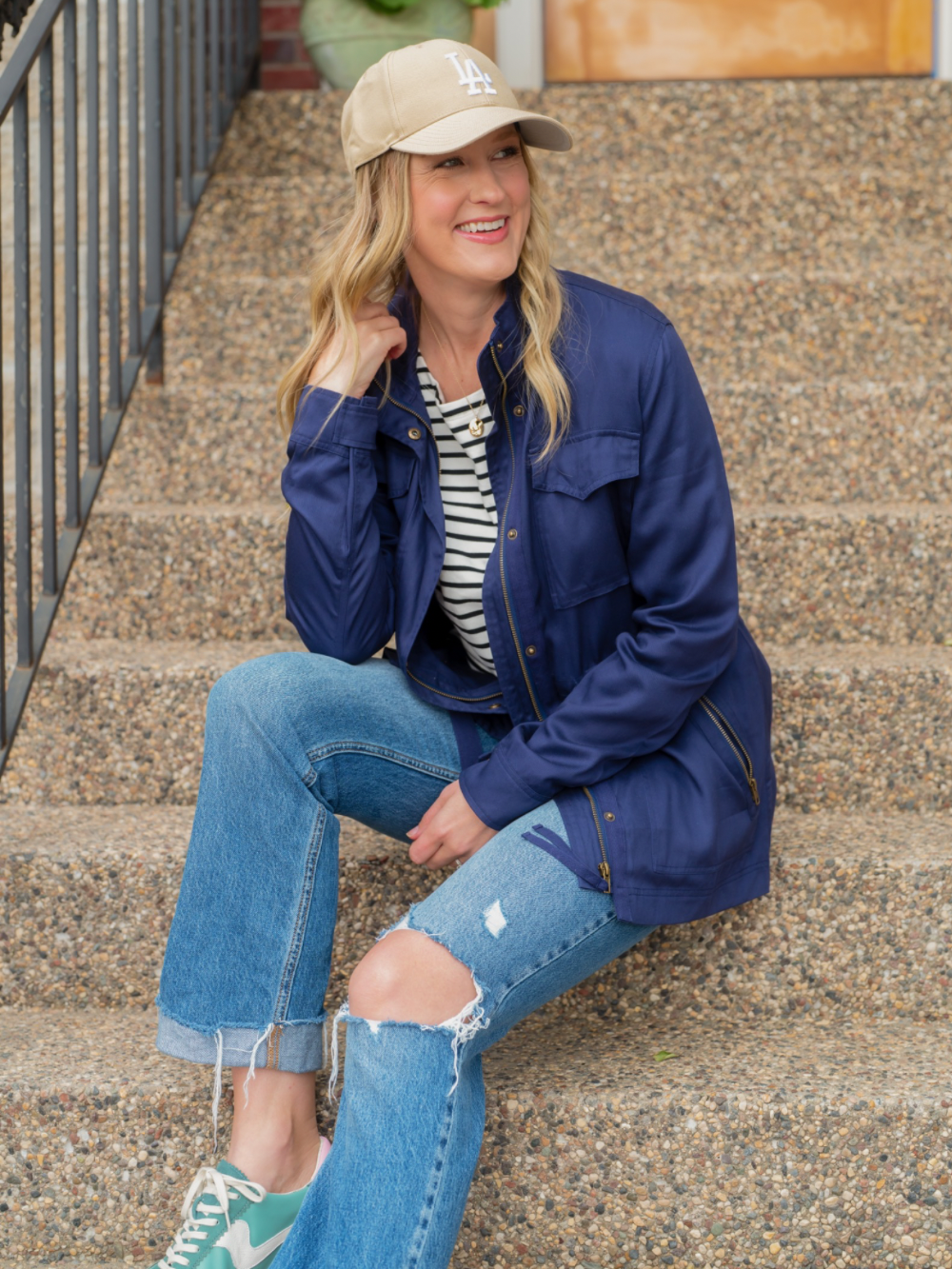 Mabel Navy Utility Jacket for Tall Women Amalli Talli