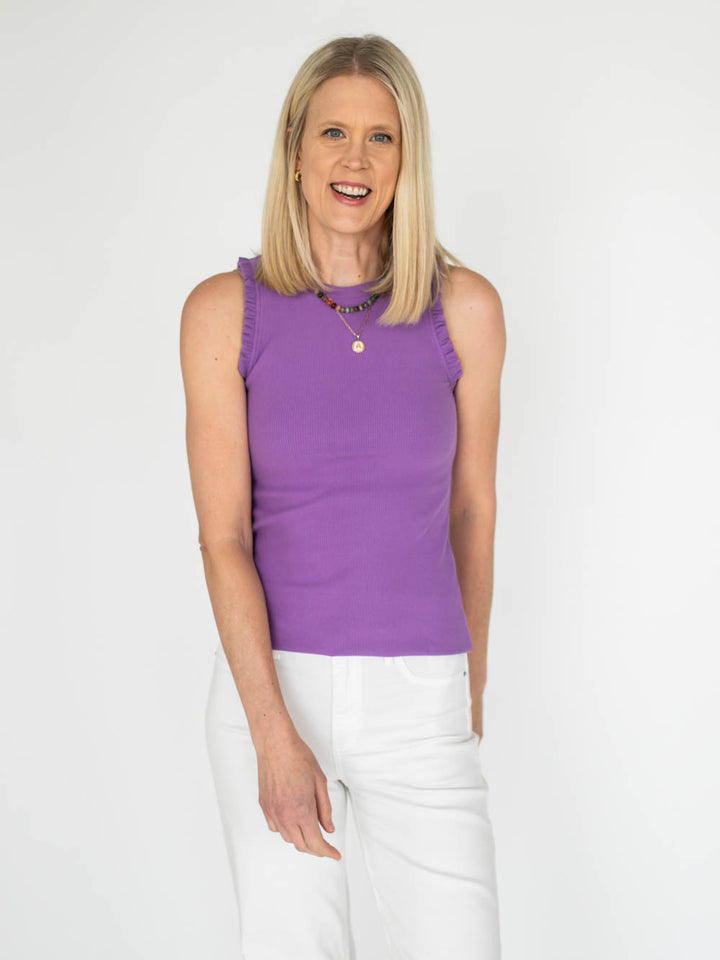 Chloe Ruffle Tall Tank - Lilac