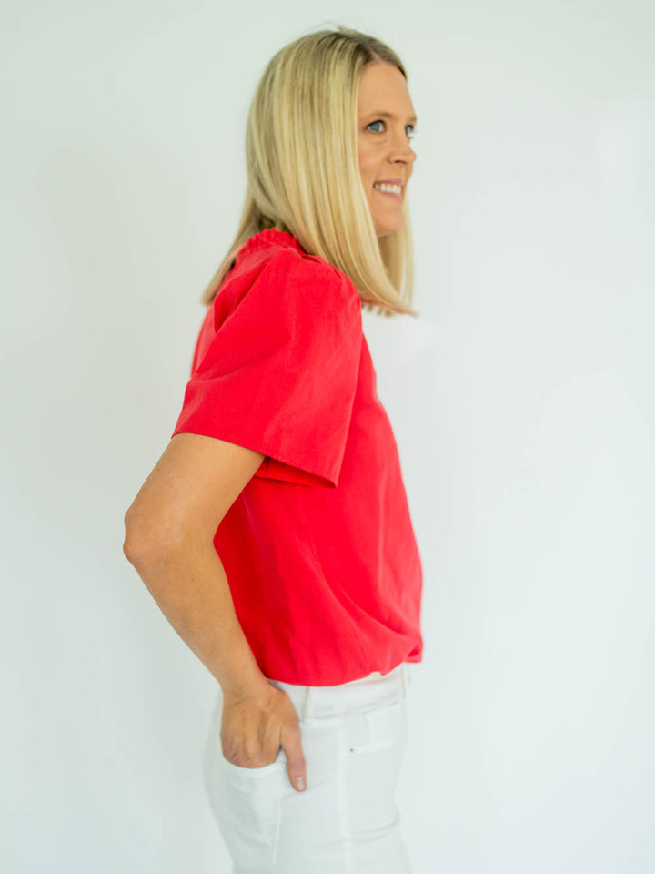Uma Short Sleeve Tall Blouse - Poppy Red