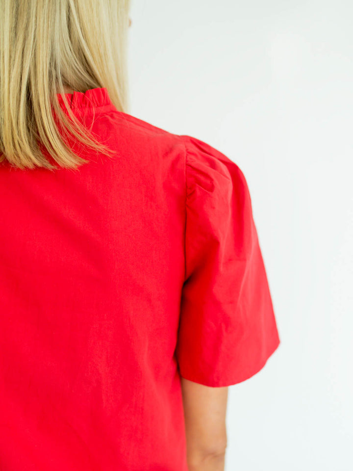 Uma Short Sleeve Tall Blouse - Poppy Red