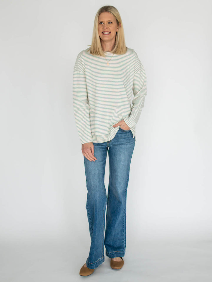 Venice Striped Long Sleeve Tall Tee - Light Blue