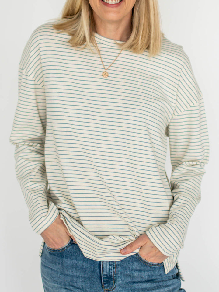 Venice Striped Long Sleeve Tall Tee - Light Blue