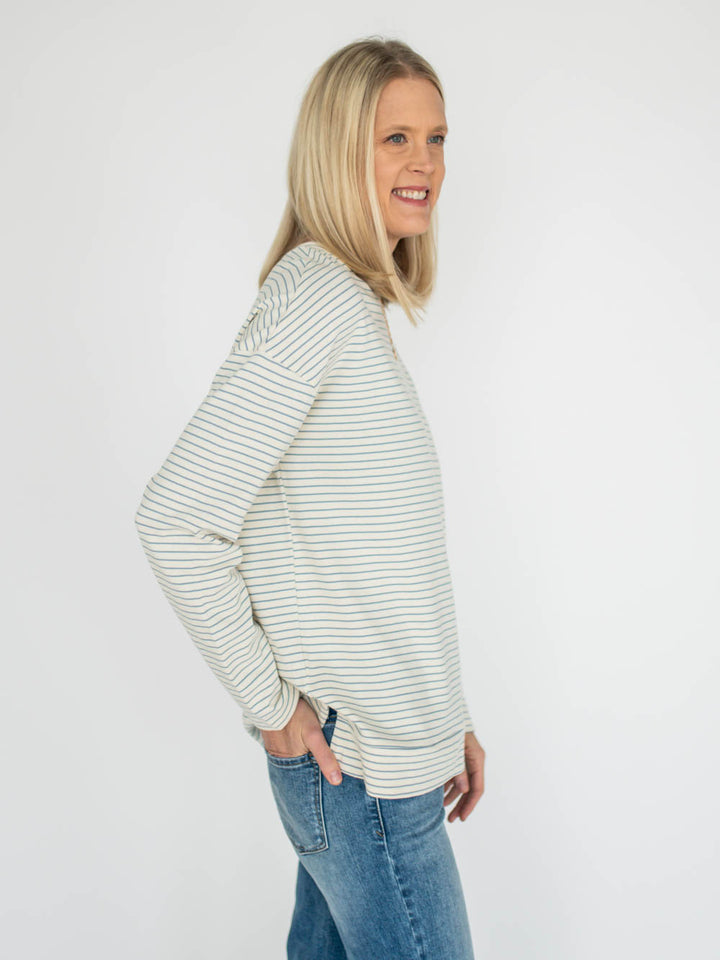 Venice Striped Long Sleeve Tall Tee - Light Blue