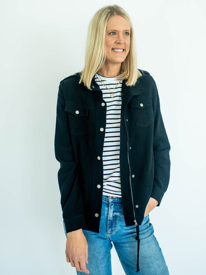 Ziggy Tall Gauze Jacket - Black