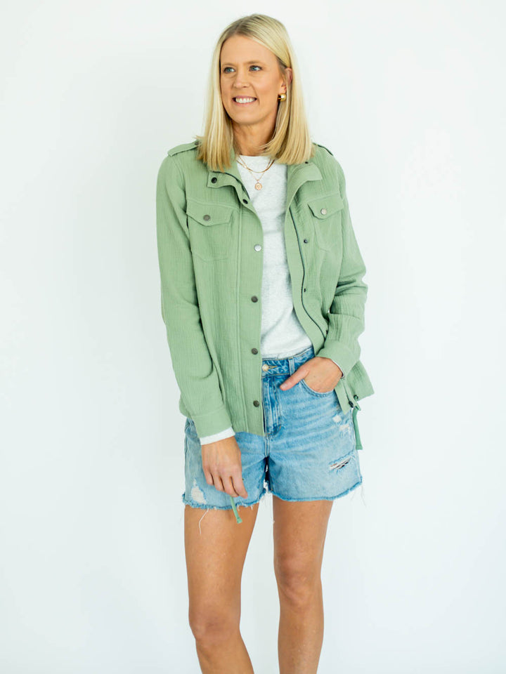 Ziggy Tall Gauze Jacket - Tea Green