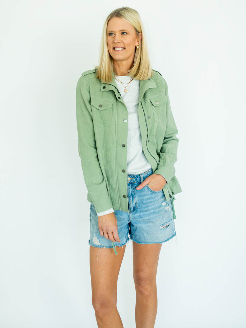 Ziggy Tall Gauze Jacket - Tea Green