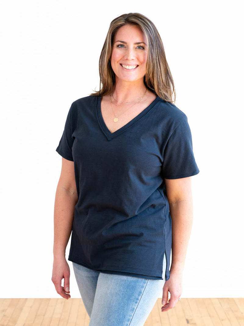 V-Neck Tall Tee for Women Navy