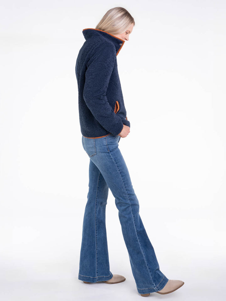 Navy Sherpa Coat for Tall Ladies