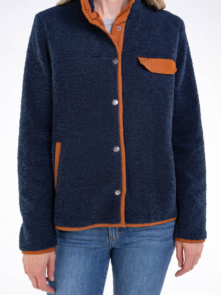 Navy Sherpa Coat for Tall Girls
