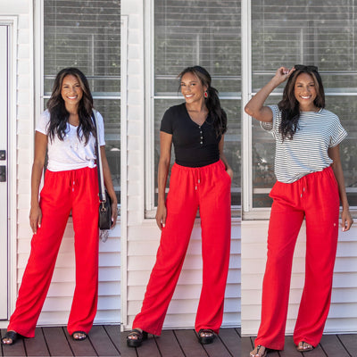 Three Ways to Style Our Red Linen Pants for Tall Women