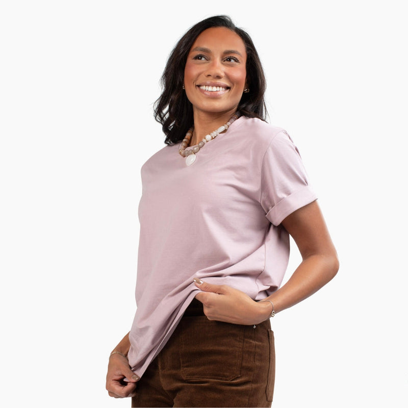 Everyday tall women’s t-shirts with longer hemlines and full sleeve coverage