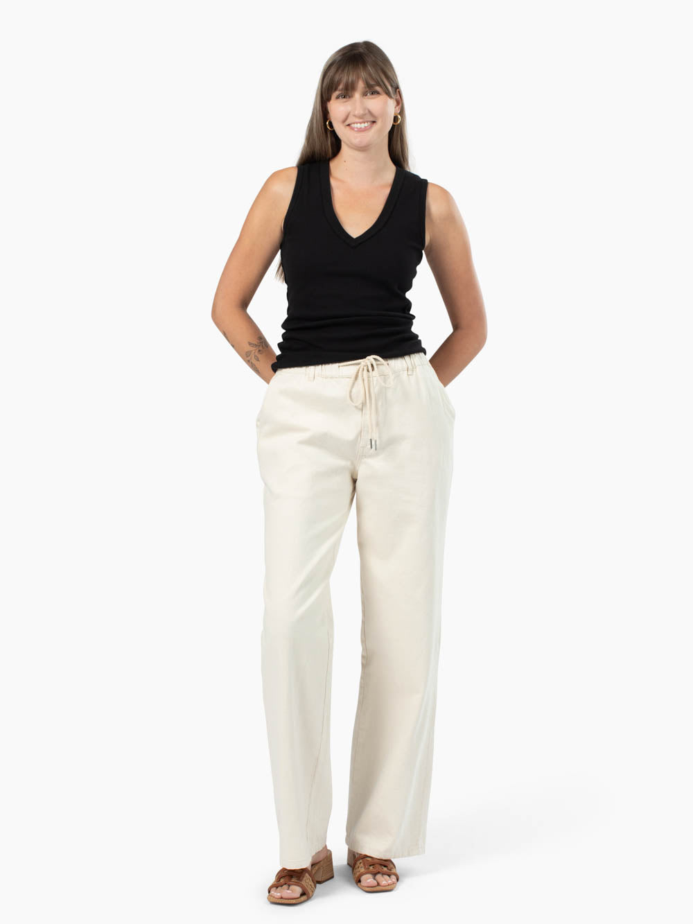 Riviera V-Neck Tall Rib Tank - Black