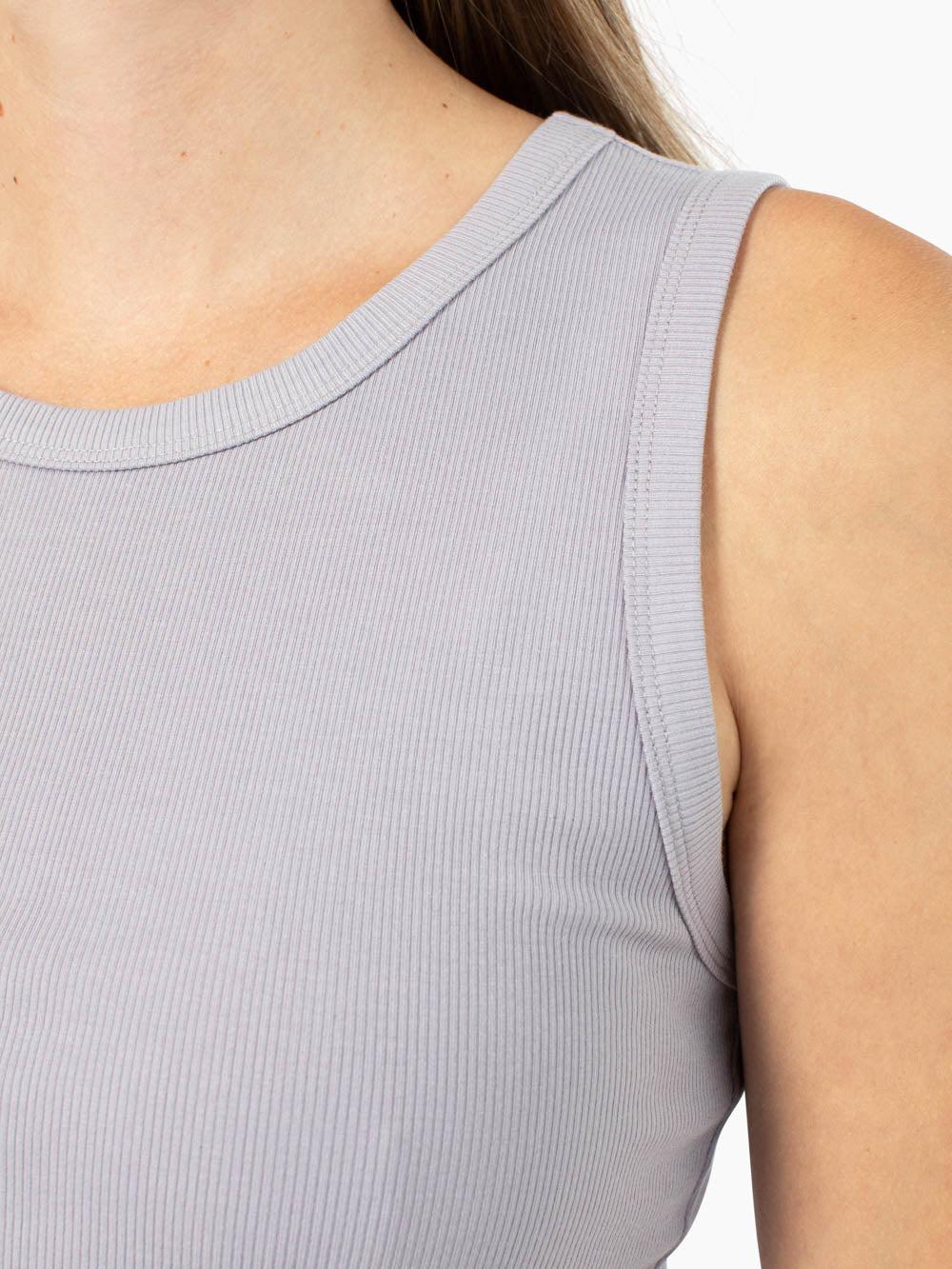 High Line Neck Tall Rib Tank - Old Lavender