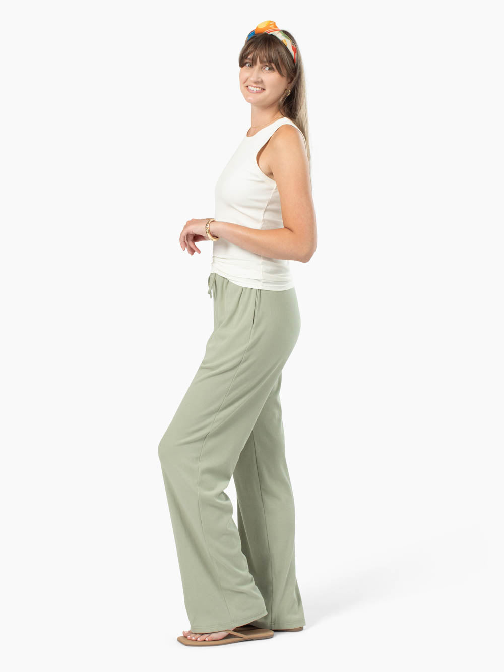 High Line Neck Tall Rib Tank - Ecru