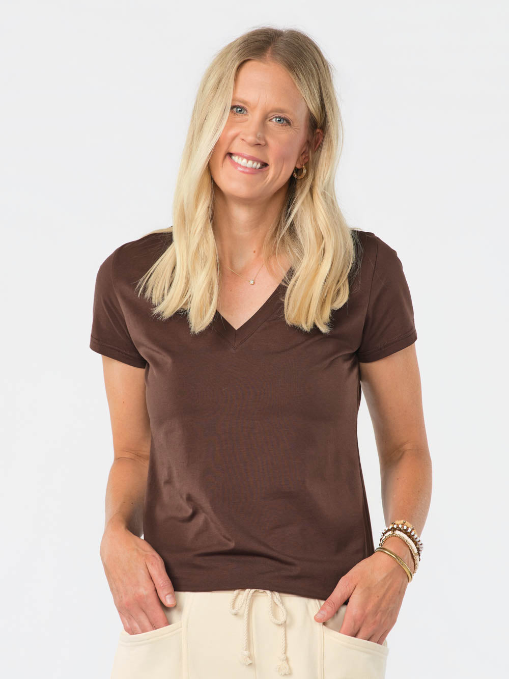 Frame V-Neck Tall Tee - Chocolate