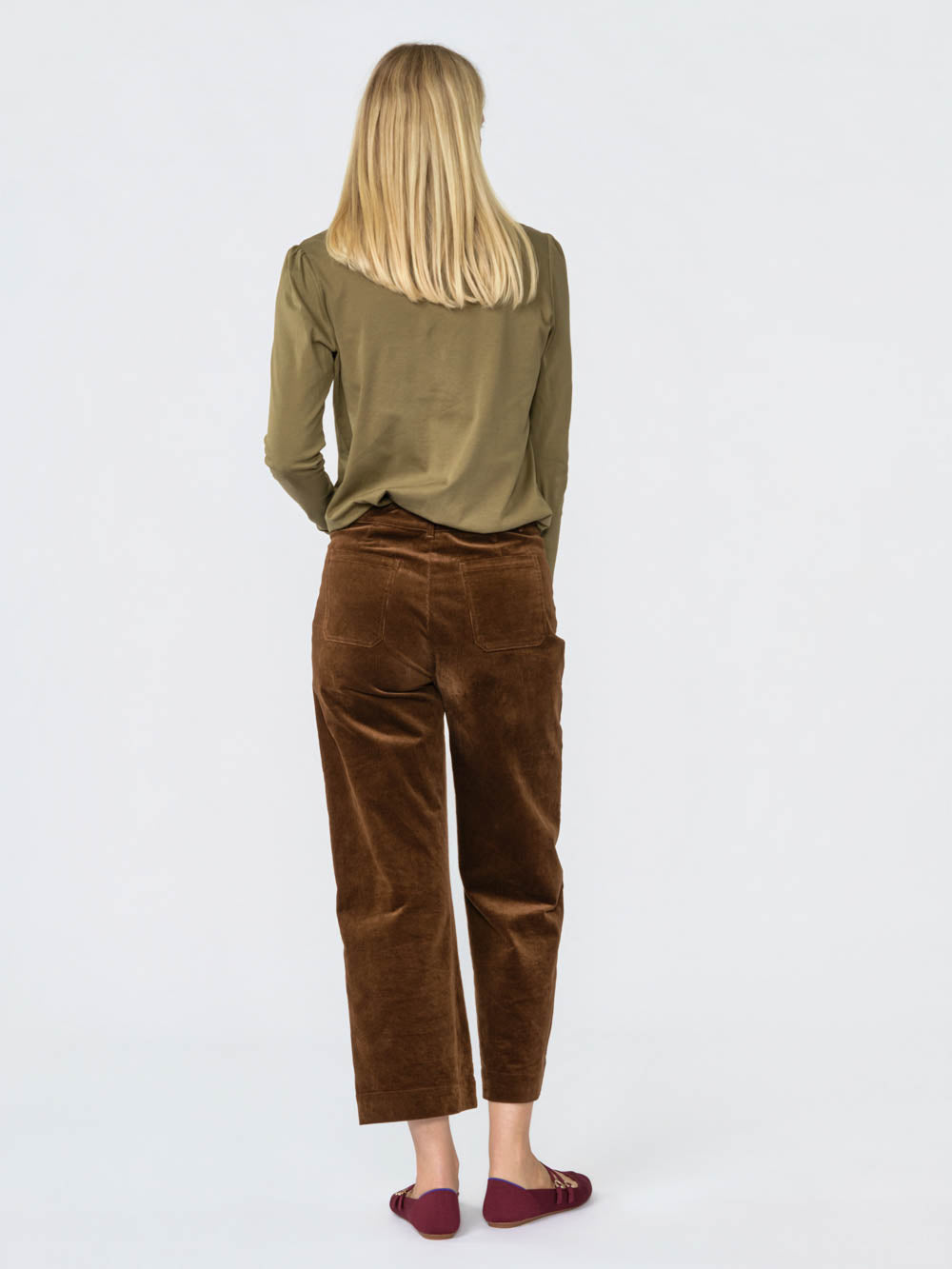 Hallie Ruffle Henley for tall women in Olive, photo 4