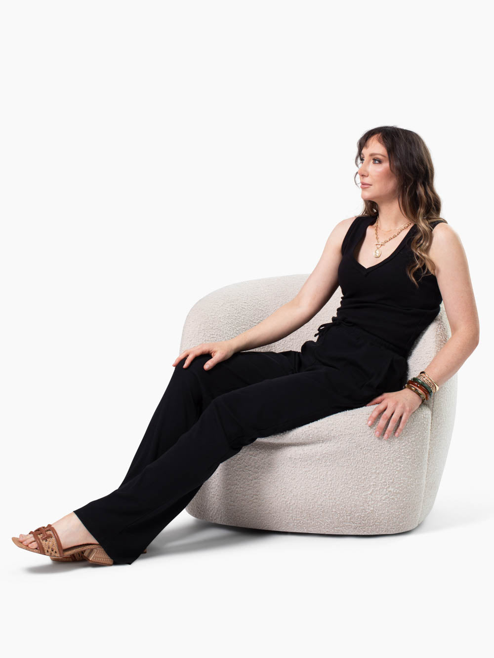 Riviera V-Neck Tall Rib Tank - Black