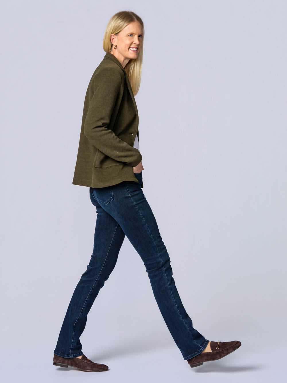Margot Knit Blazer for tall women in Olive, photo 3