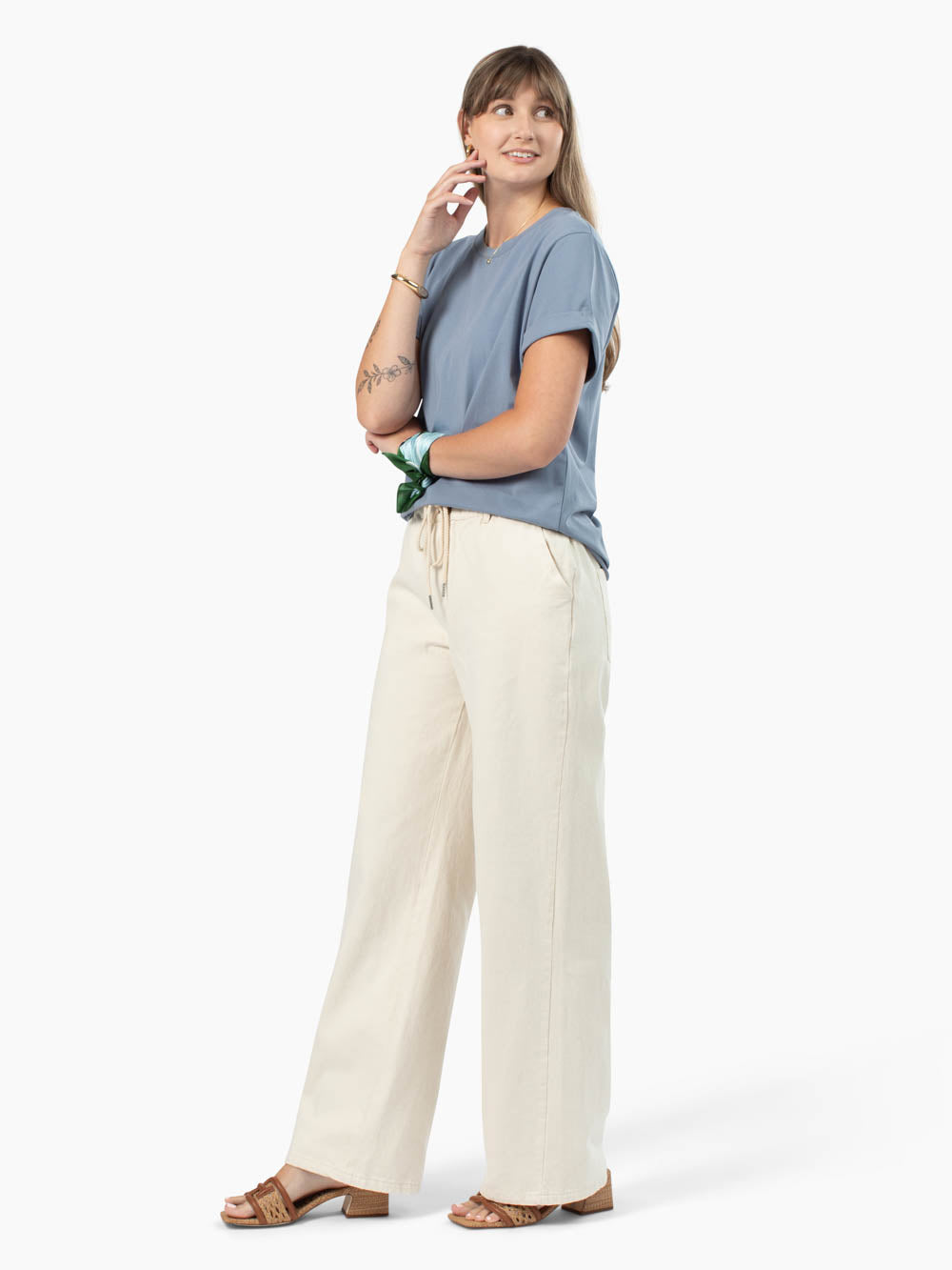 Lennon Drawstring Wide Leg Tall Jean - Ecru
