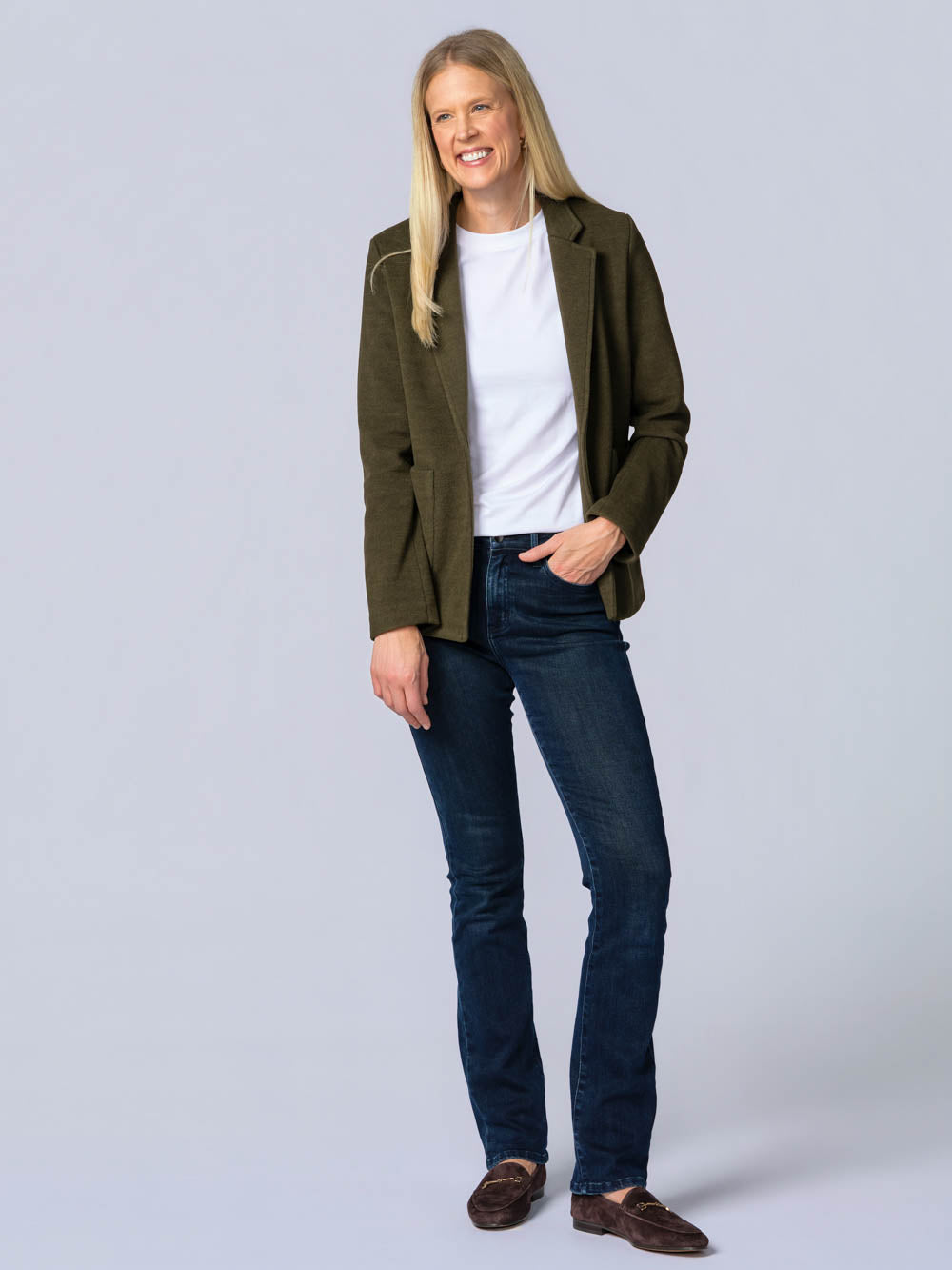 Margot Knit Blazer for tall women in Olive, photo 8