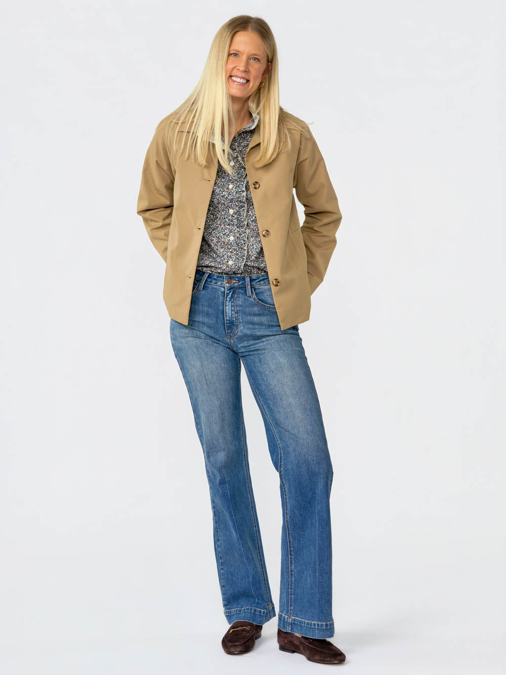 Cecily Paisley Ruffle Blouse for tall women, photo 2