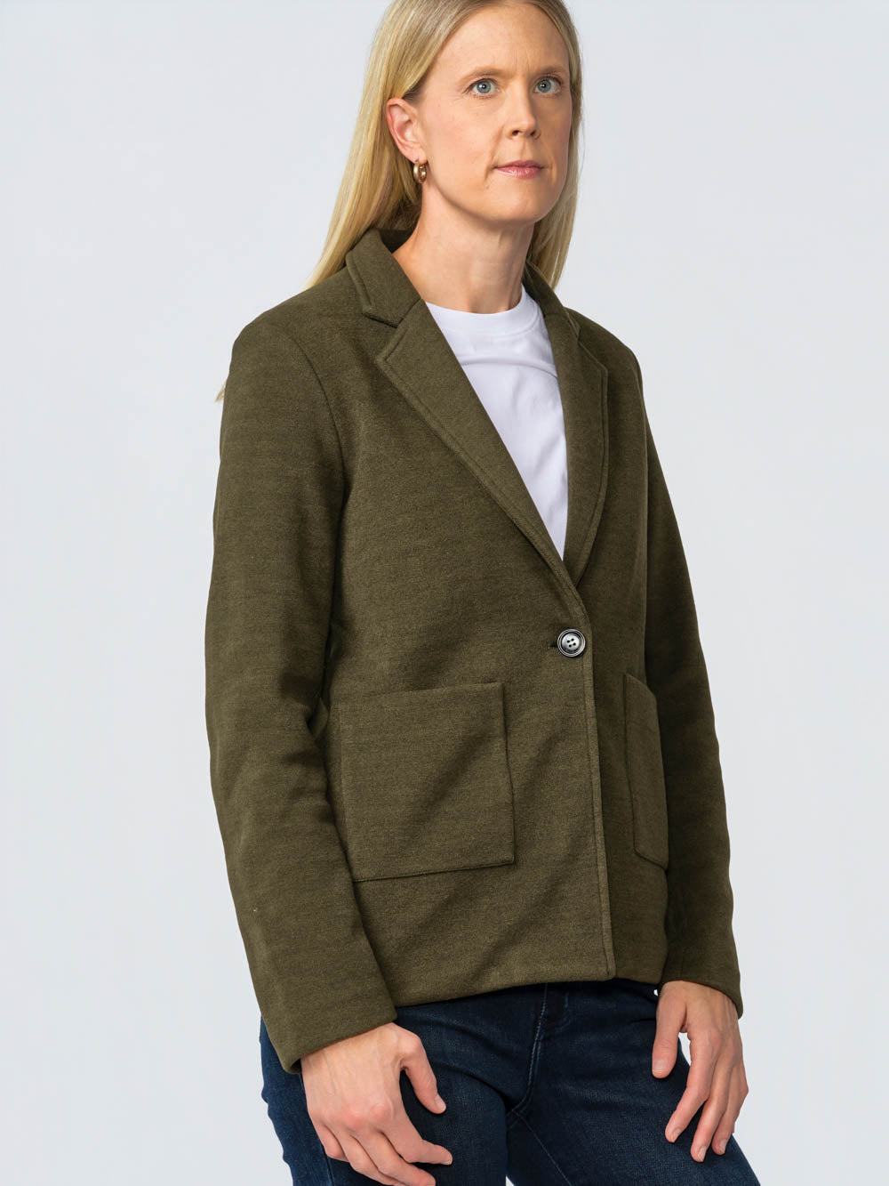 Margot Knit Blazer for tall women in Olive, photo 2