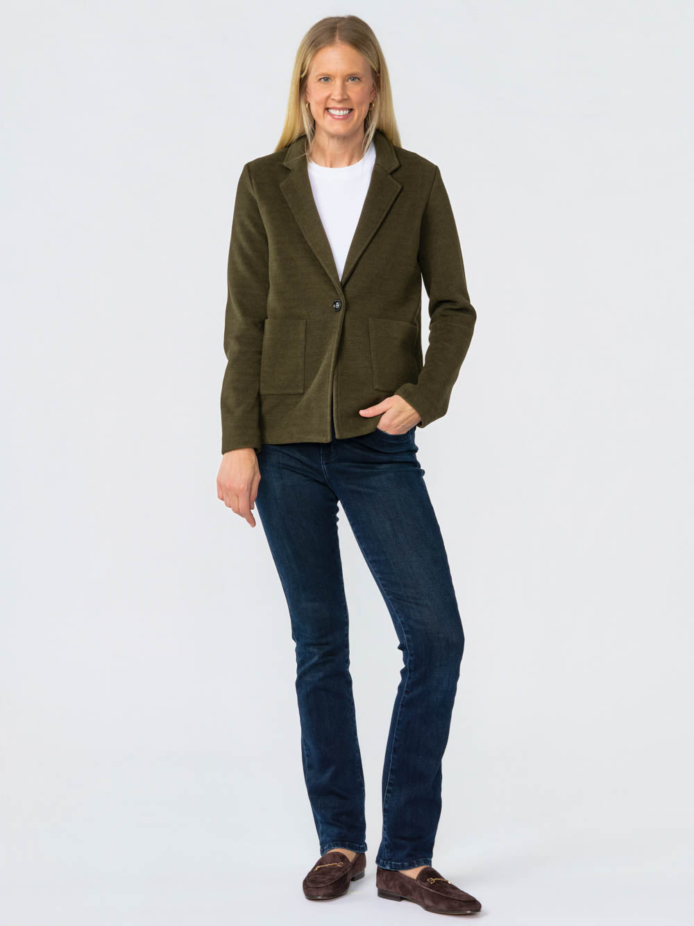 Margot Knit Blazer for tall women in Olive, photo 7