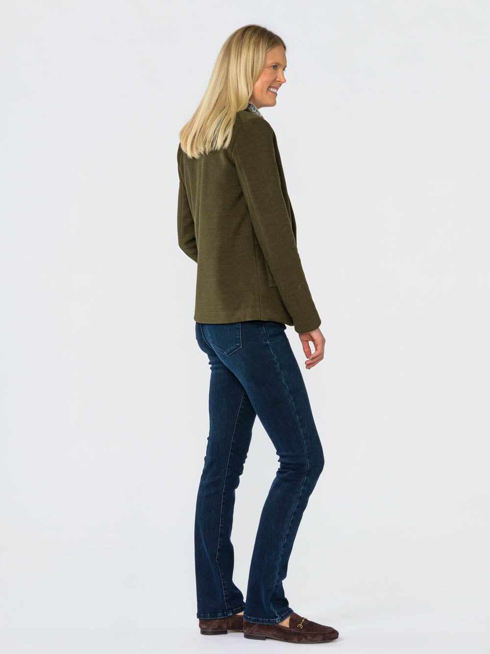 Margot Knit Blazer for tall women in Olive, photo 4