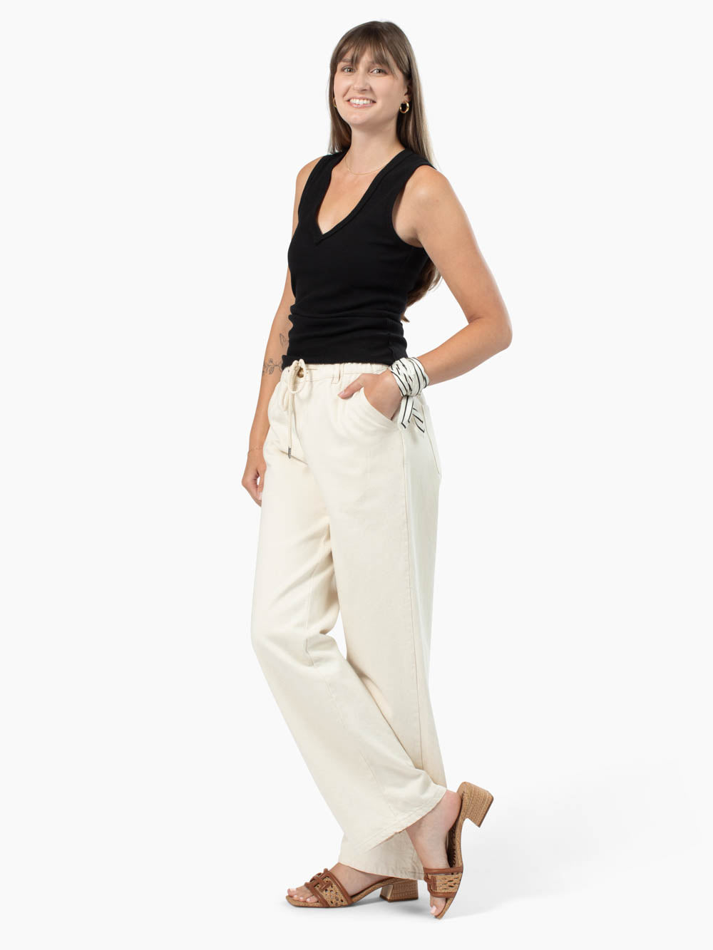 Riviera V-Neck Tall Rib Tank - Black