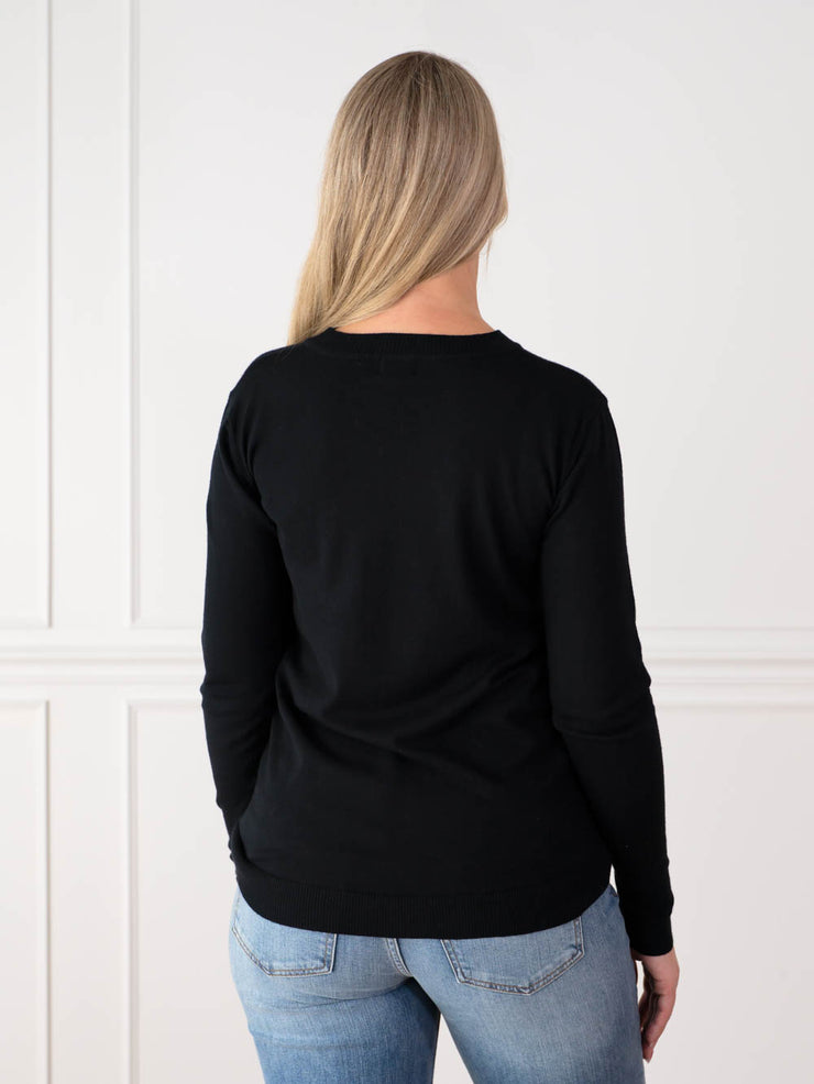 Crew Neck Tall Sweater - Black