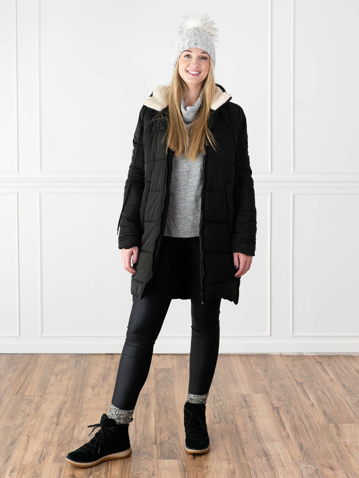 Black Puffer Winter Coat for Tall Women