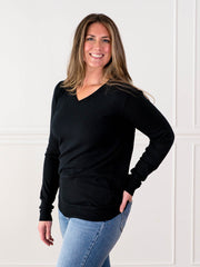 V-Neck Sweater for Tall Women Black