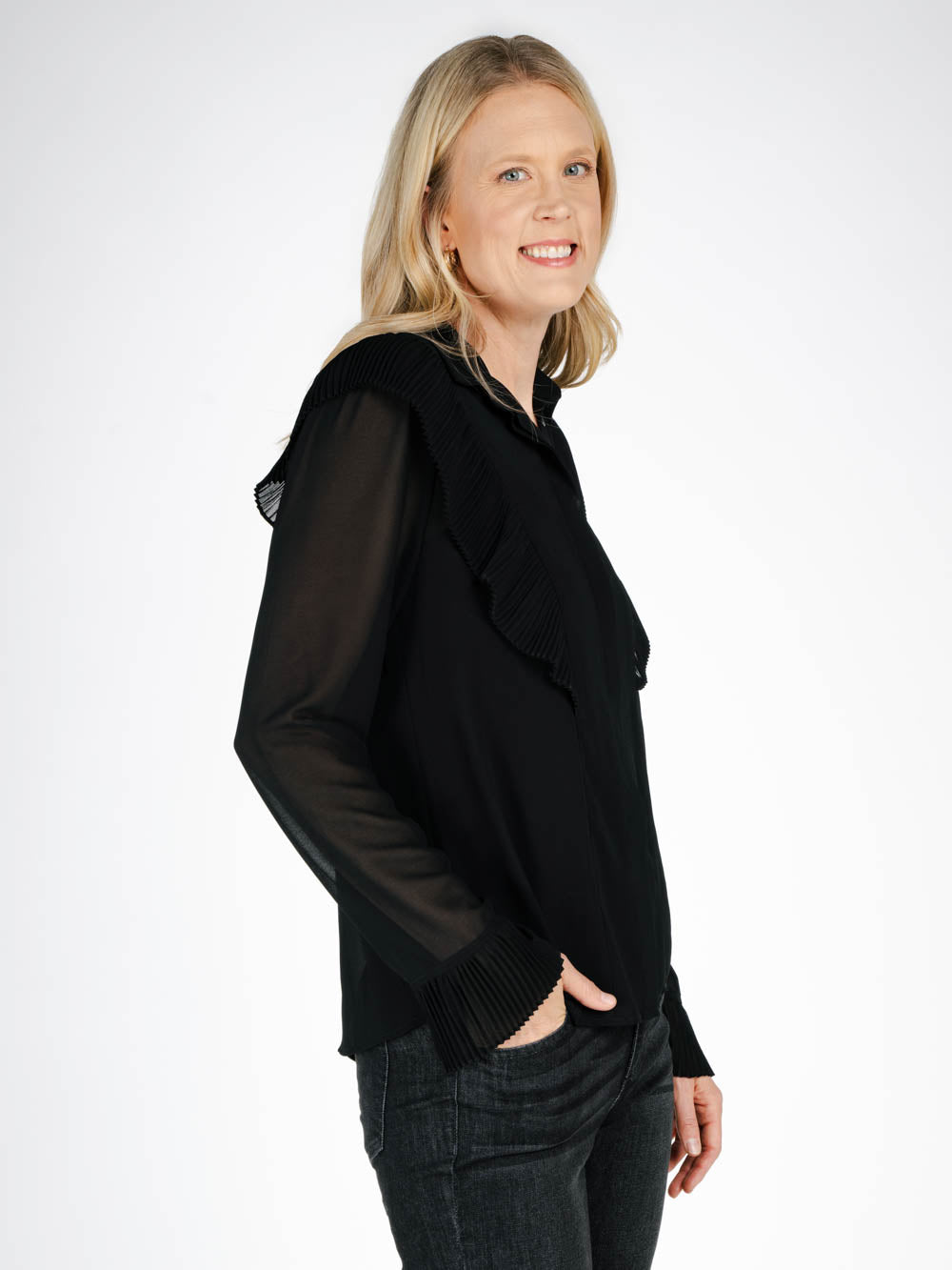 トップス yoli simple frill blouse for gather Women Ruffle Frill Blouse Shirt V Neck Long Sleeve Tops Retro