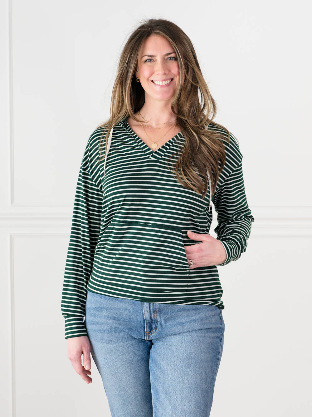 Kelly Green Ribbed Long Sleeve Top for Tall Women - Amalli Talli
