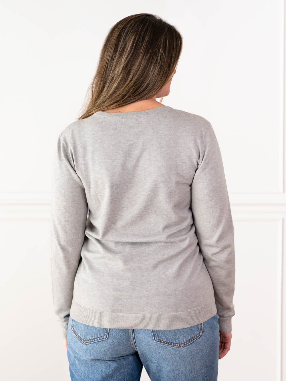 V-Neck Tall Sweater - Light Grey