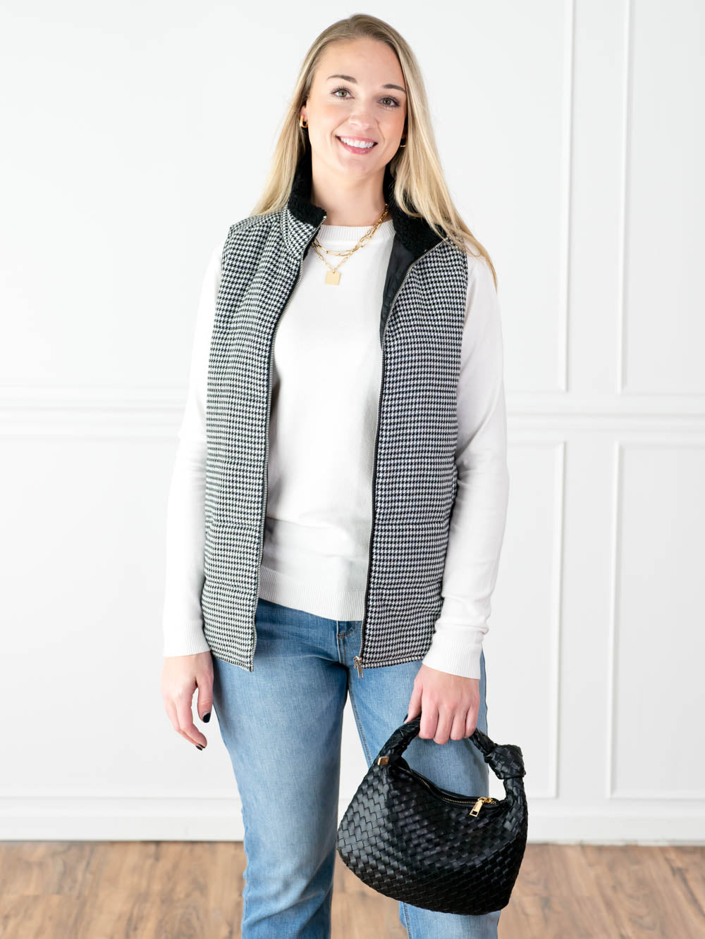 Houndstooth Vest for Tall Women