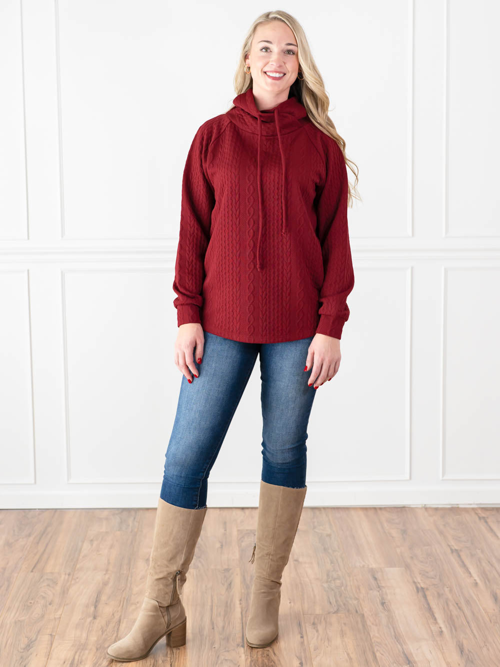 Cable Knit Sweatshirt for Tall Women