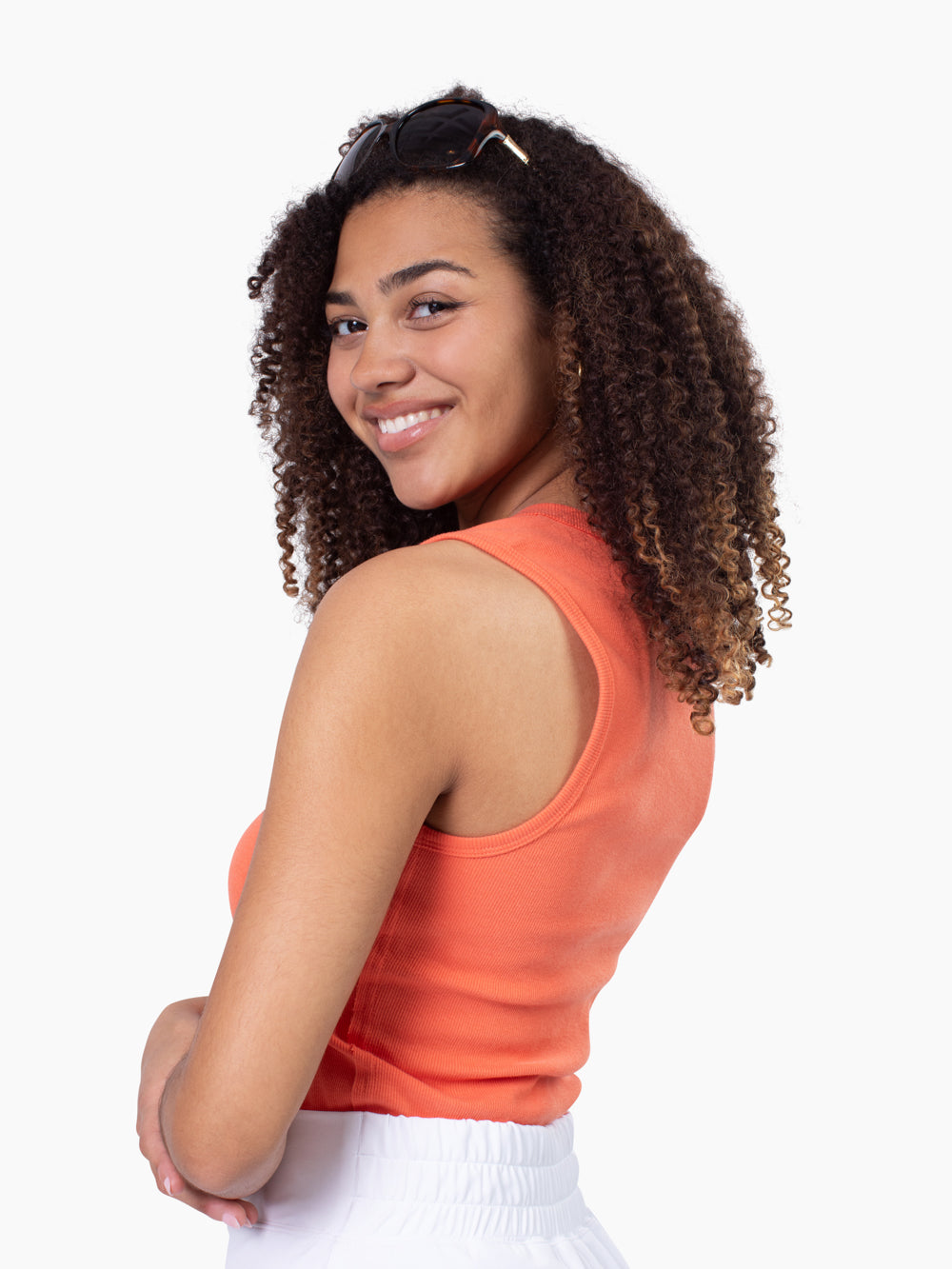 Riviera V-Neck Tall Rib Tank - Coral