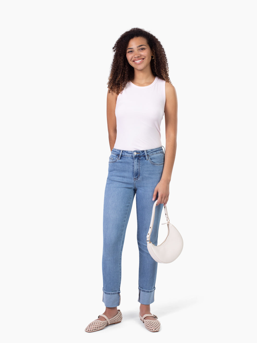High Line Neck Tall Rib Tank - Ballerina