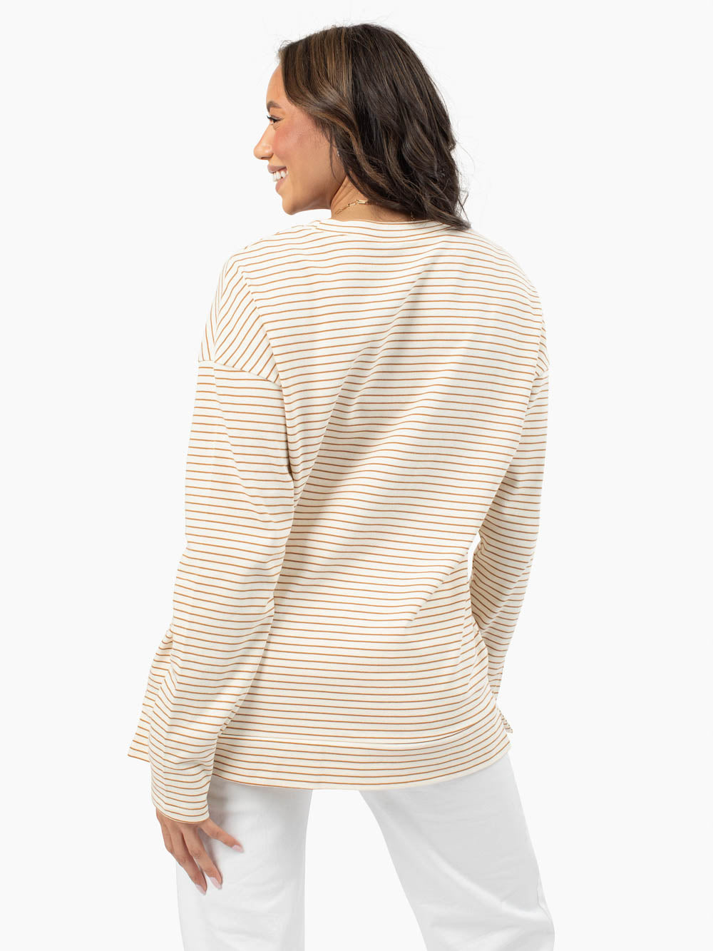 Venice striped long sleeve tee in honey for tall women