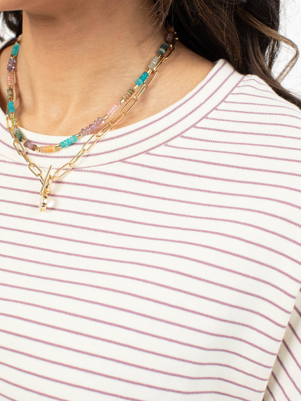 Venice striped long sleeve tee in mauve for tall women