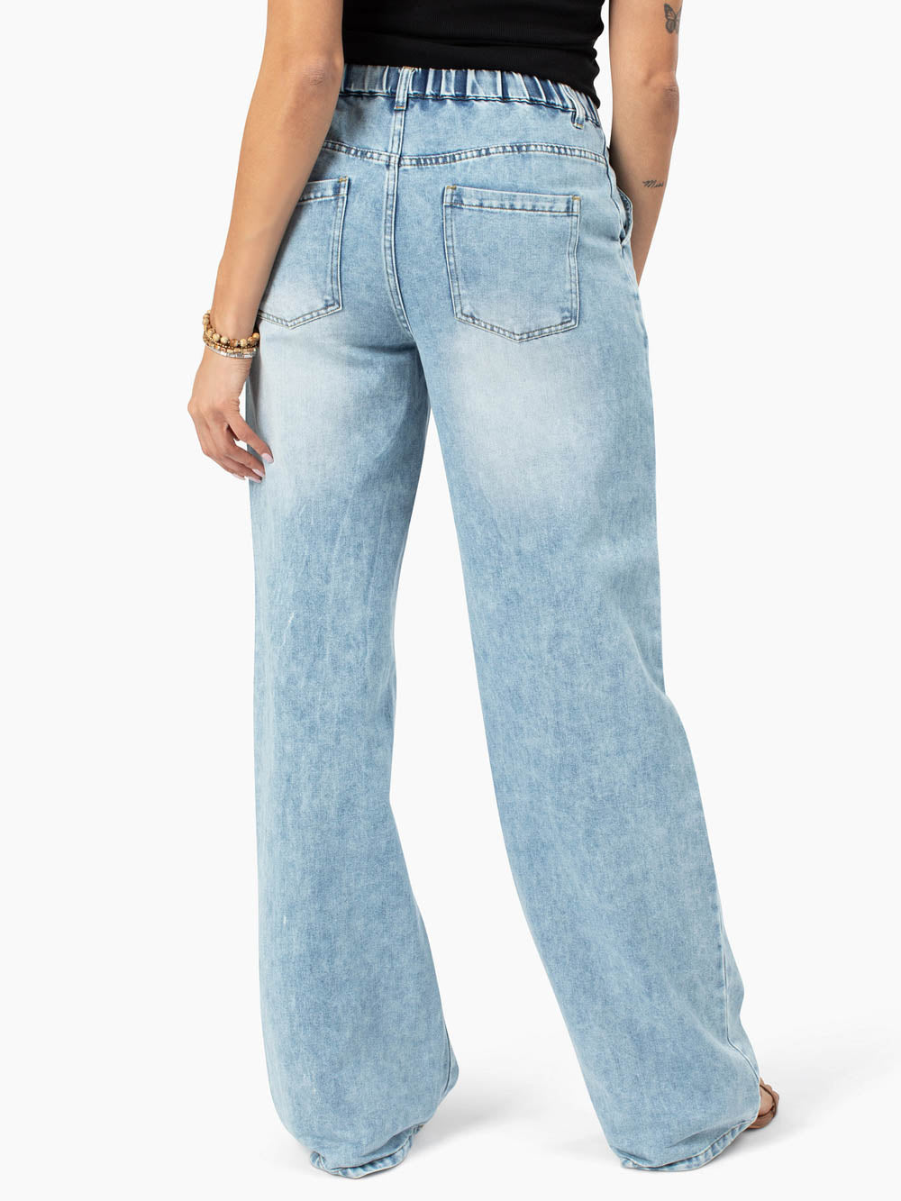 Lennon Drawstring Wide Leg Tall Jean - Light Wash