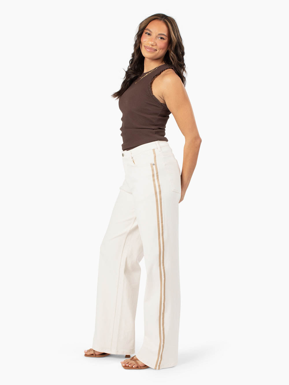 Andie Tall Wide Leg Side Stripe Pant