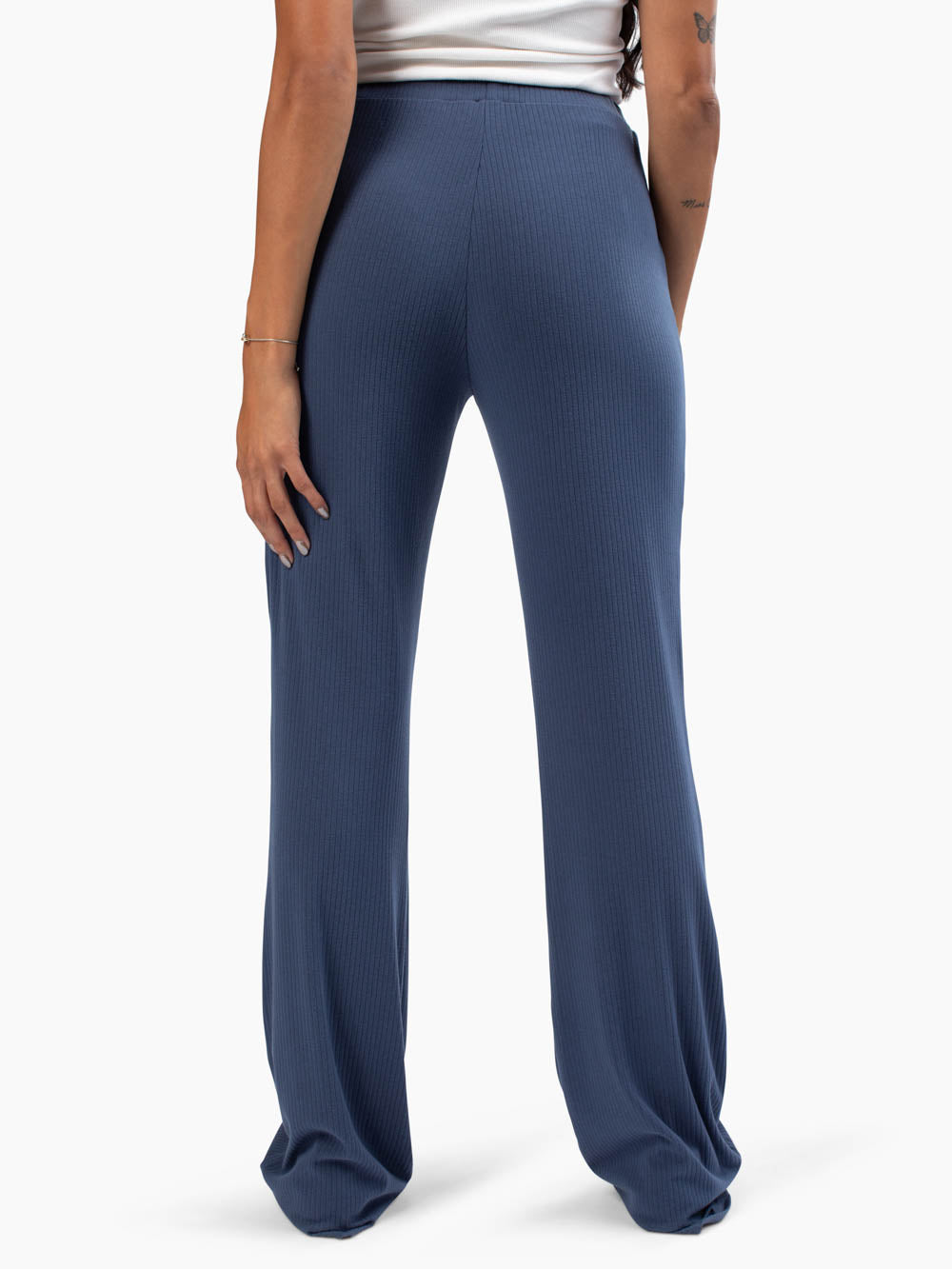 Elastic waistband ribbed pants for tall women
