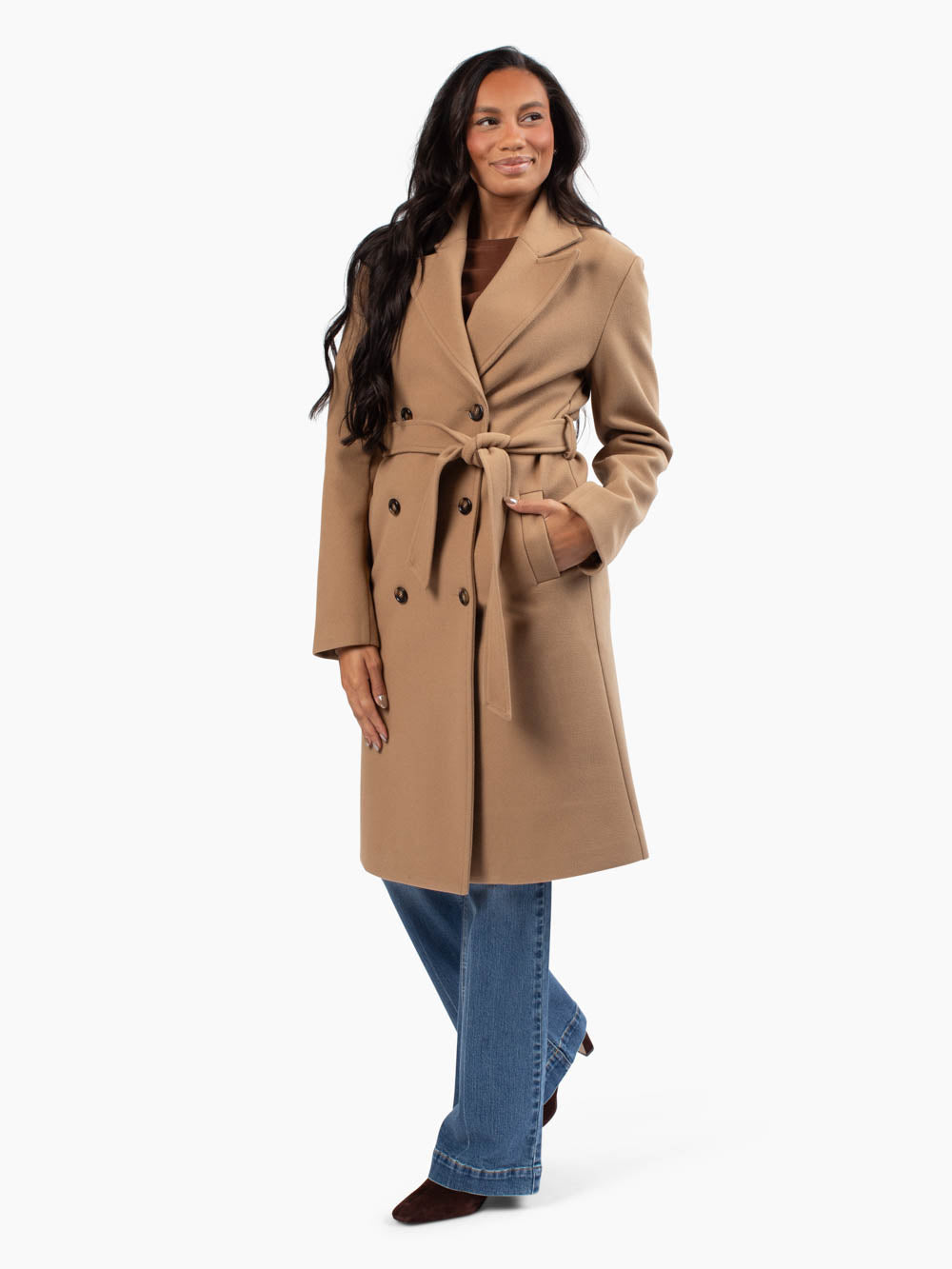 Vivian Double Breasted Coat for Tall Women | Maple Camel Coat