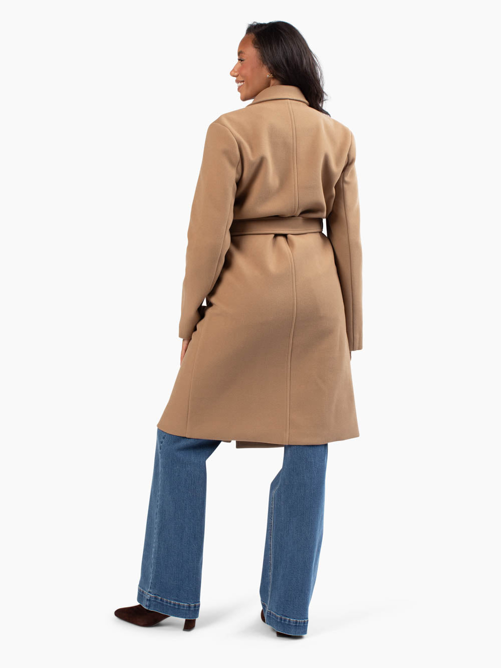 Back view of Vivian Double Breasted Coat for tall women