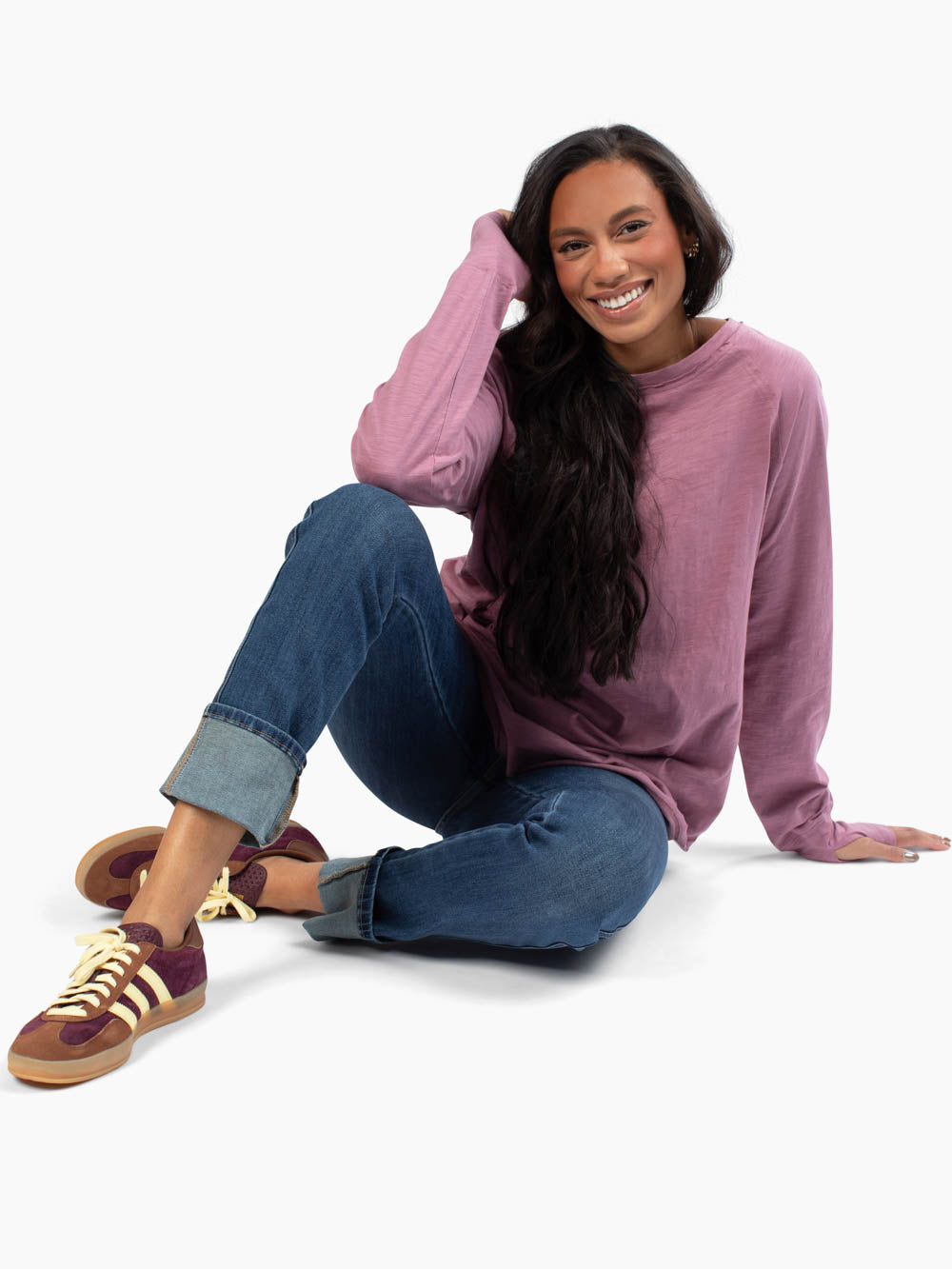 Malley Long Sleeve Tall Tee - Mauve Purple
